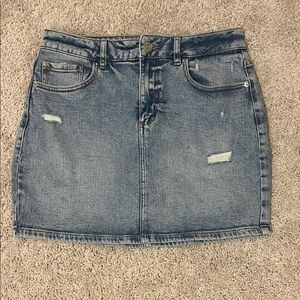 Garage Blue Distressed Mini Skirt